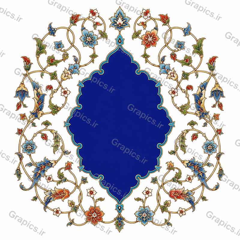 کادر تذهیب و اسلیمی لاجوردی اصیل ایرانی