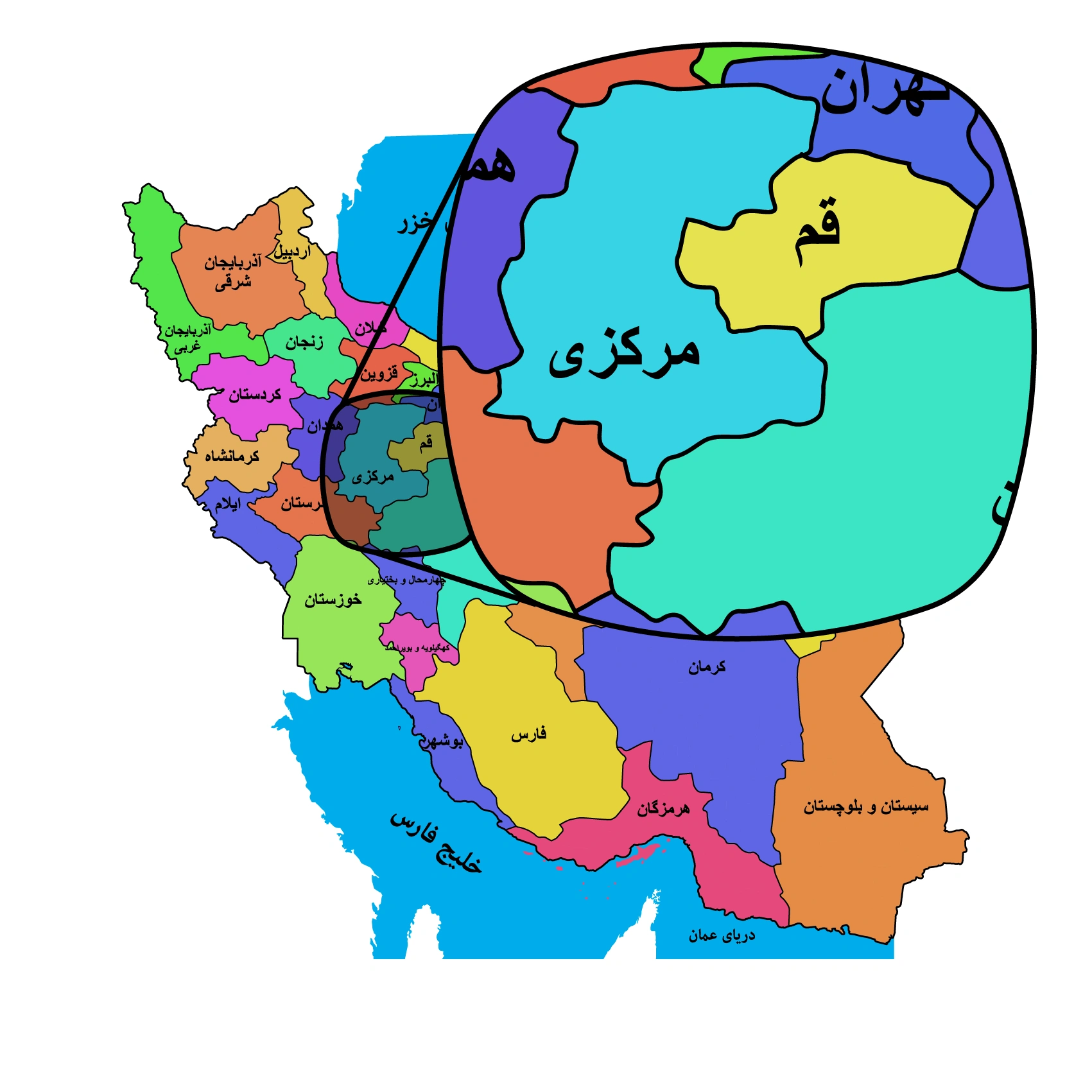 وکتور نقشه ایران - مرز استان ها