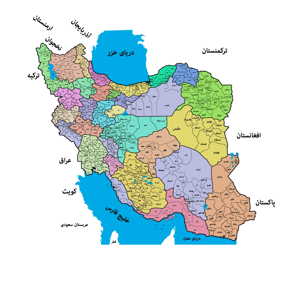 وکتور نقشه ایران تفکیک شهرها