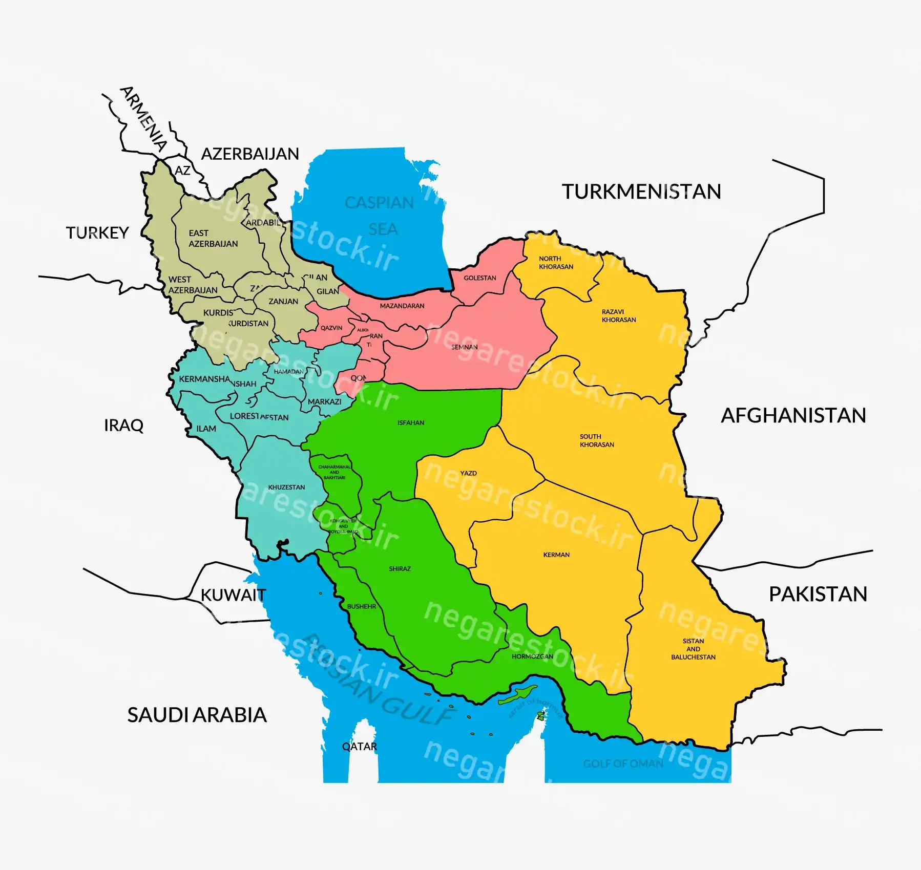 وکتور نقشه ایران انگلیسی