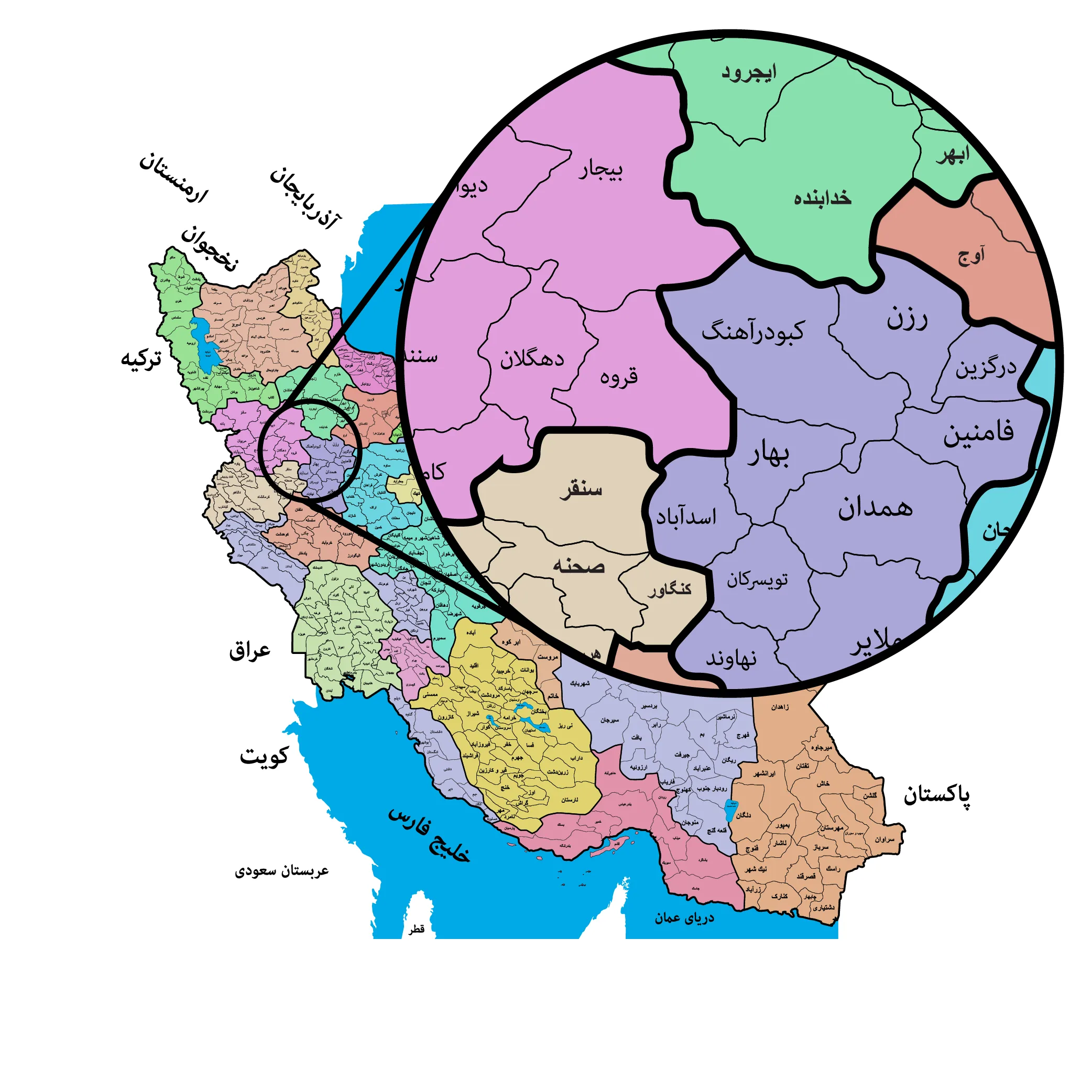 وکتور نقشه ایران تفکیک شهرها