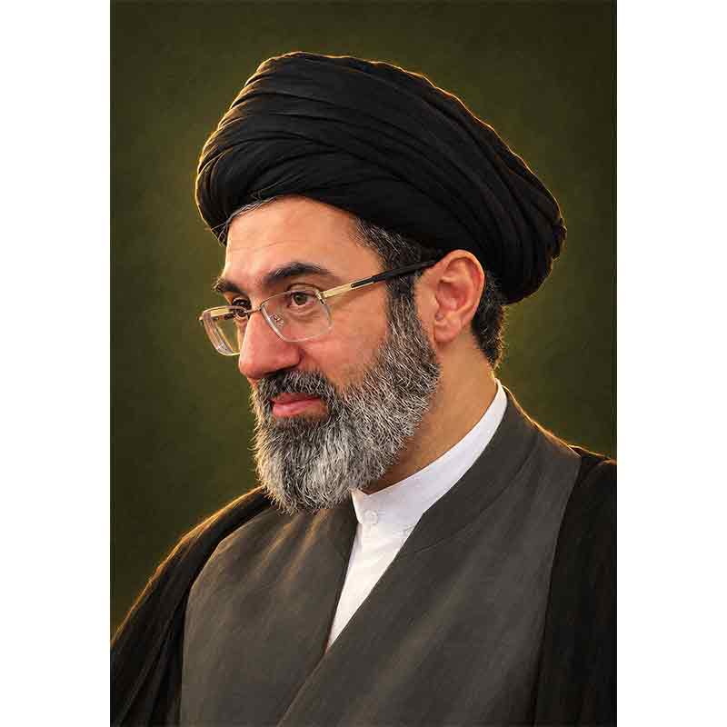 نقاشی دیجیتال بازسازی شده چهره رهبر معظم انقلاب آیت الله سید مجتبی خامنه ای
