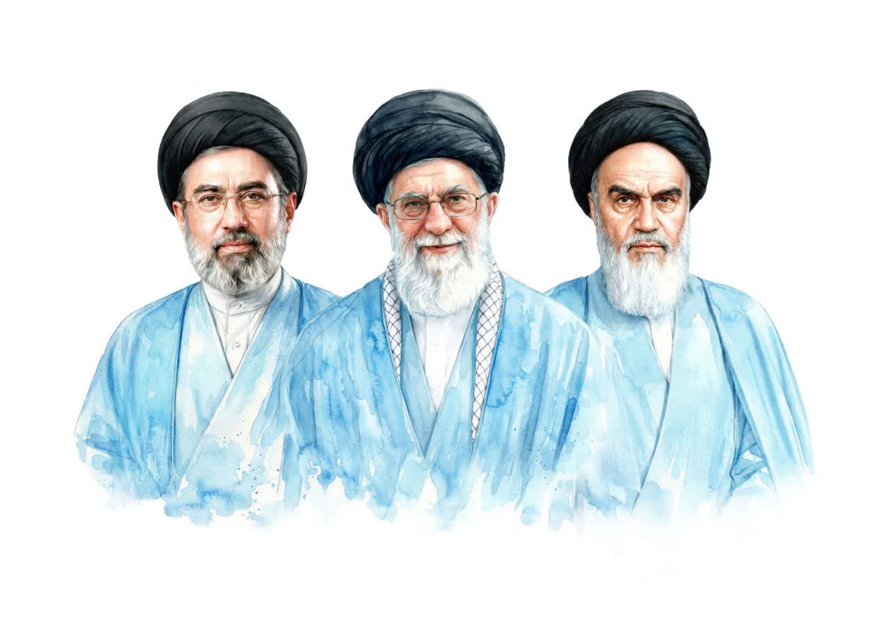 تصویرسازی آبرنگی رهبران انقلاب اسلامی