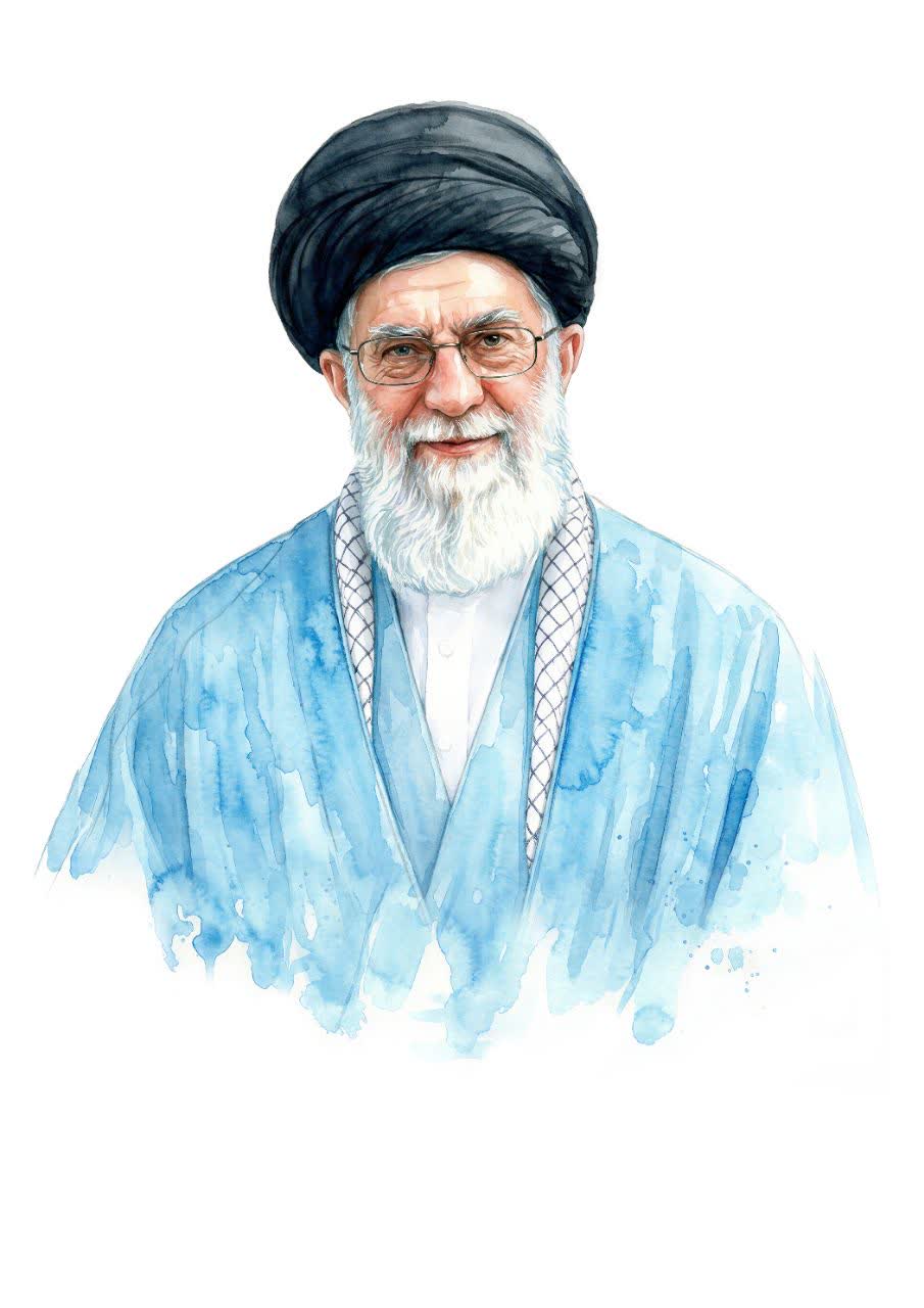 تصویرسازی آبرنگی رهبر شهید انقلاب
