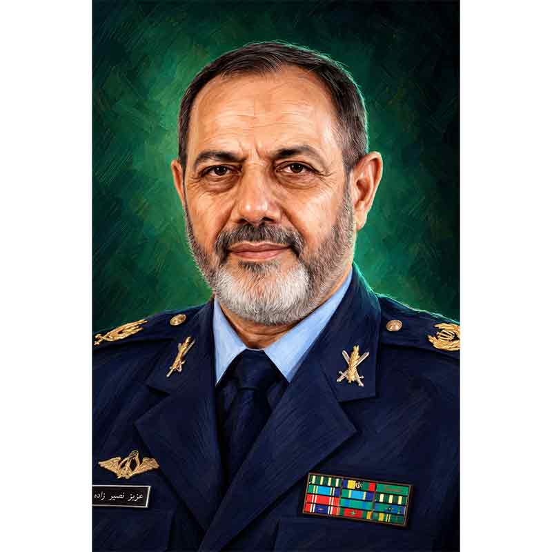 پرتره نقاشی دیجیتال شهید امیر سرلشکر عزیز نصیرزاده