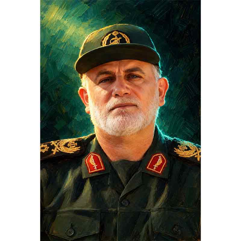 پرتره نقاشی دیجیتال شهید اندیشمند سرلشگر عباس نیلفروشان