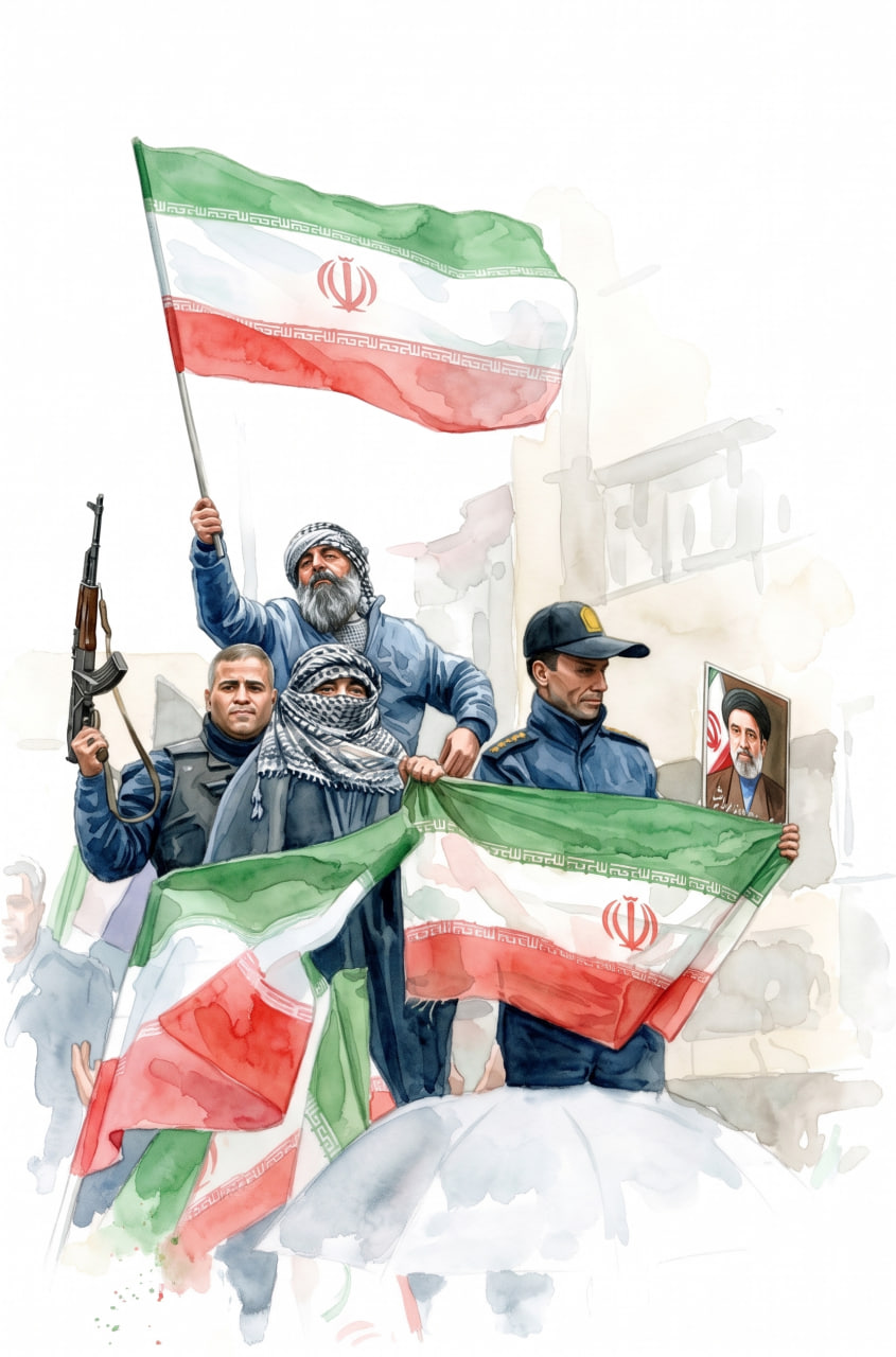 نقاشی آبرنگی سربازان خیابان