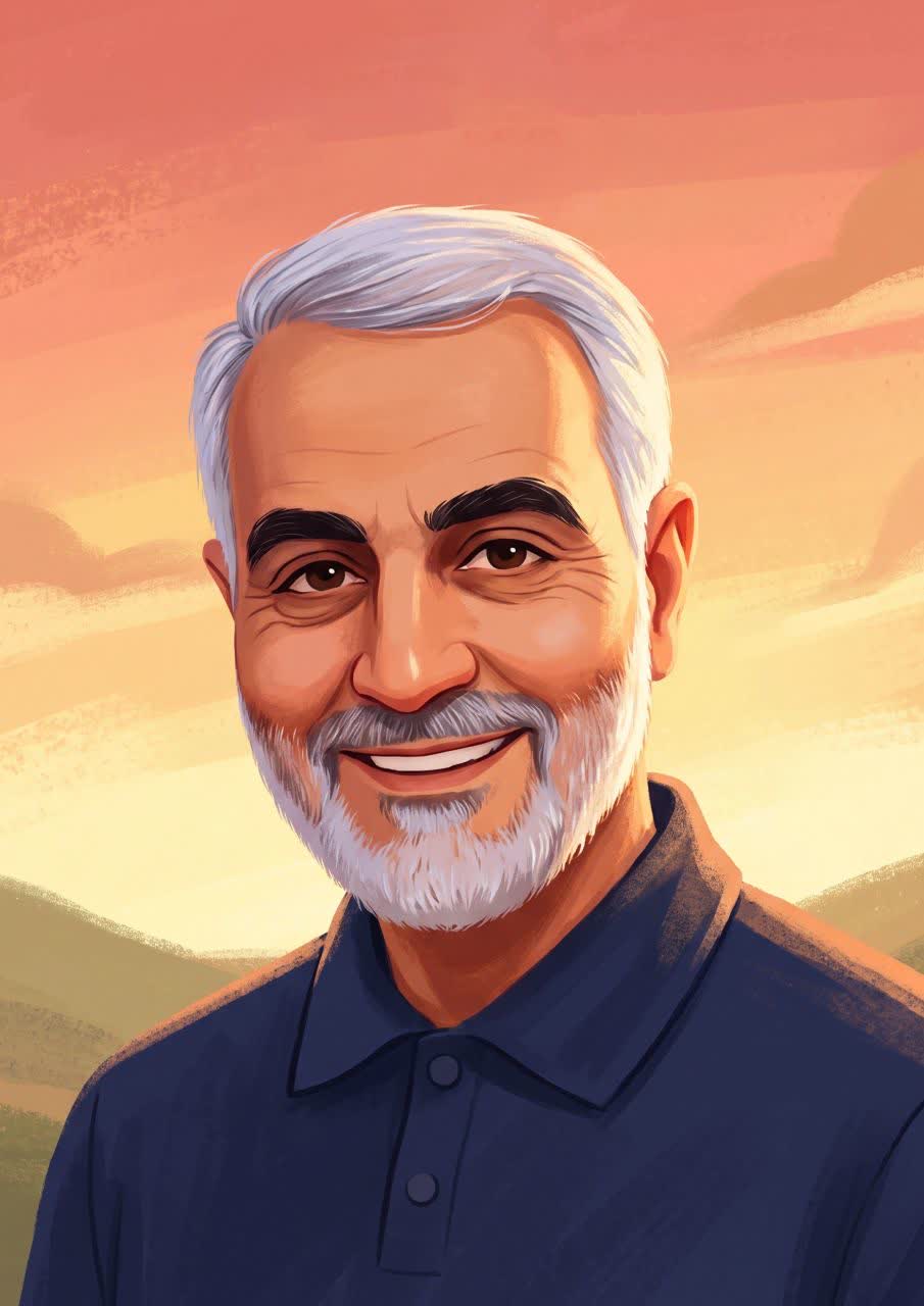 نقاشی چهره شهید قاسم سلیمانی