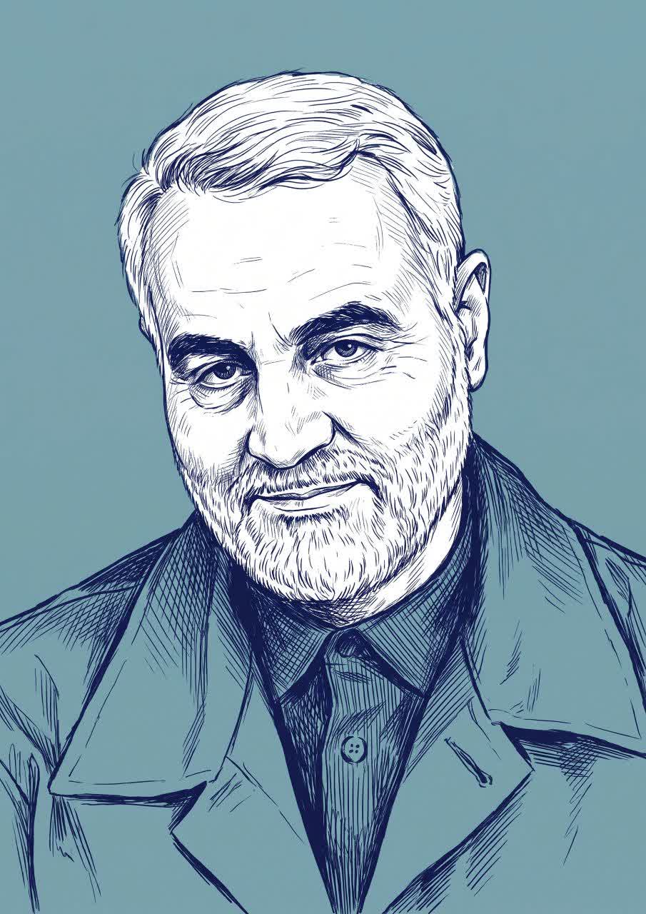 تصویرسازی چهره شهید حاج قاسم سلیمانی