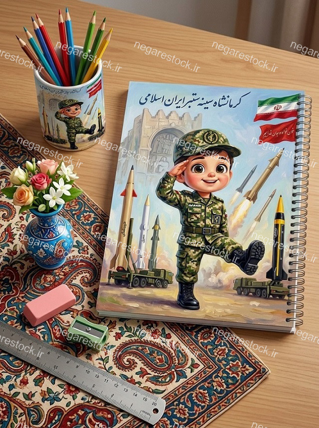 طرح جلد دفتر کودکانه موشکی کرمانشاهی