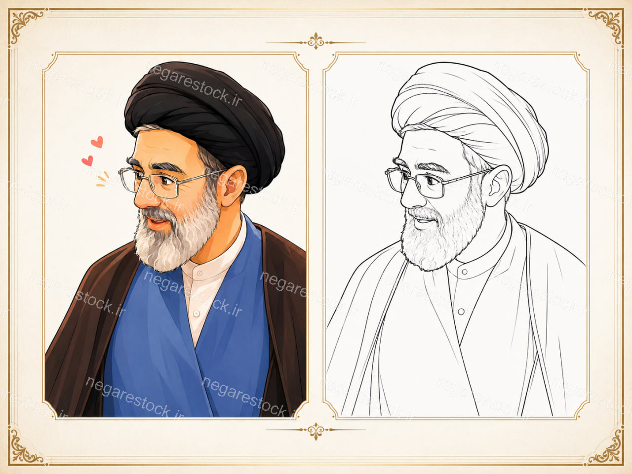 طرح کارتونی و رنگ آمیزی رهبر معظم انقلاب ، آیت الله سید مجتبی خامنه ای