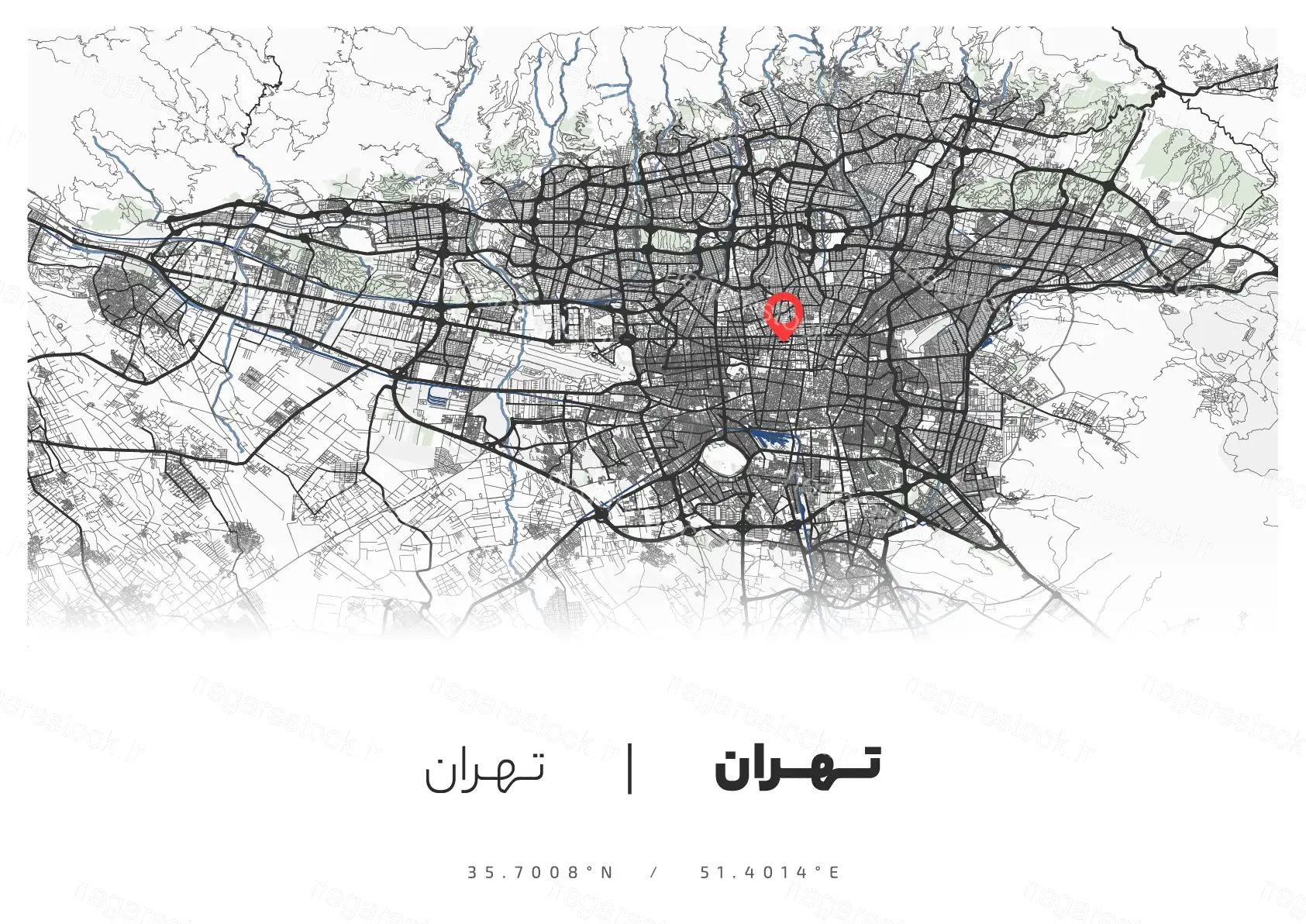 وکتور نقشه شهر تهران (مینیمال)