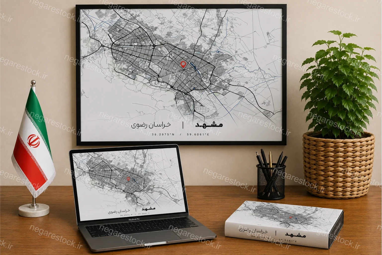 وکتور نقشه شهر مشهد (مینیمال)