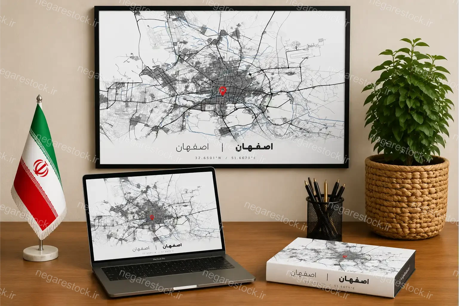 وکتور نقشه شهر اصفهان (مینیمال)