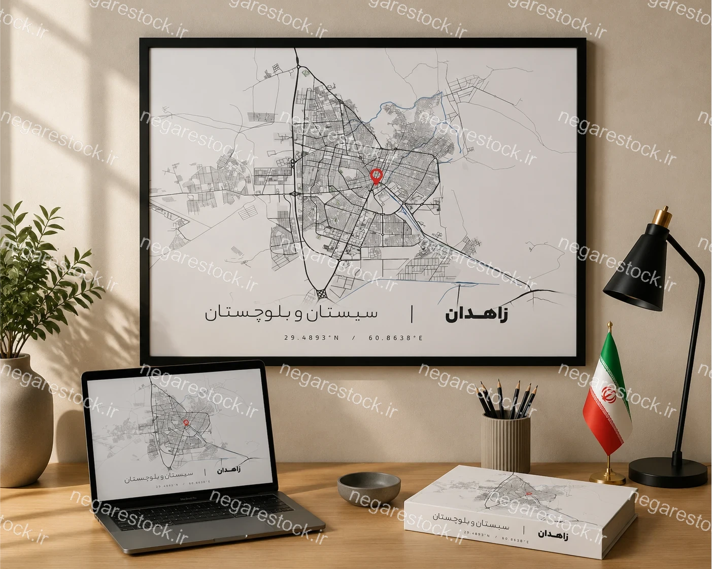 وکتور نقشه شهر زاهدان (مینیمال)