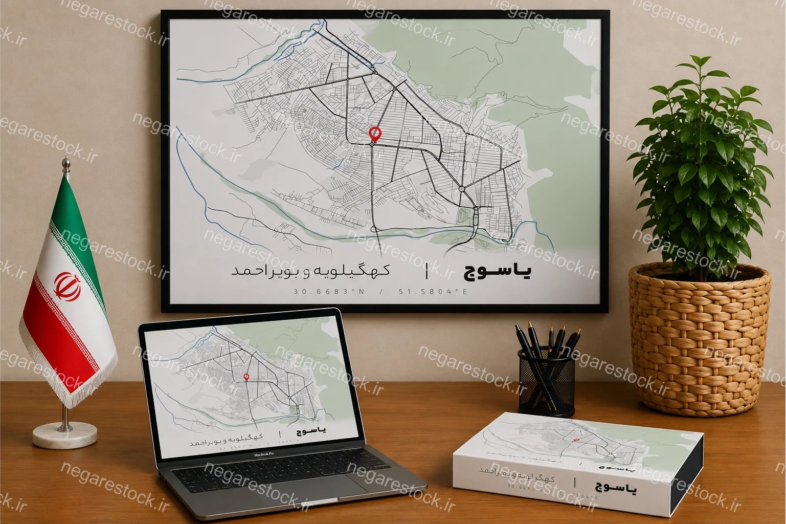 وکتور نقشه شهر یاسوج (مینیمال)