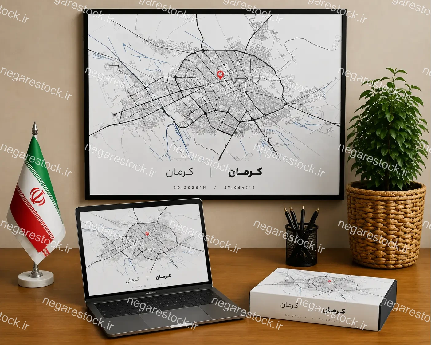 وکتور نقشه شهر کرمان (مینیمال)