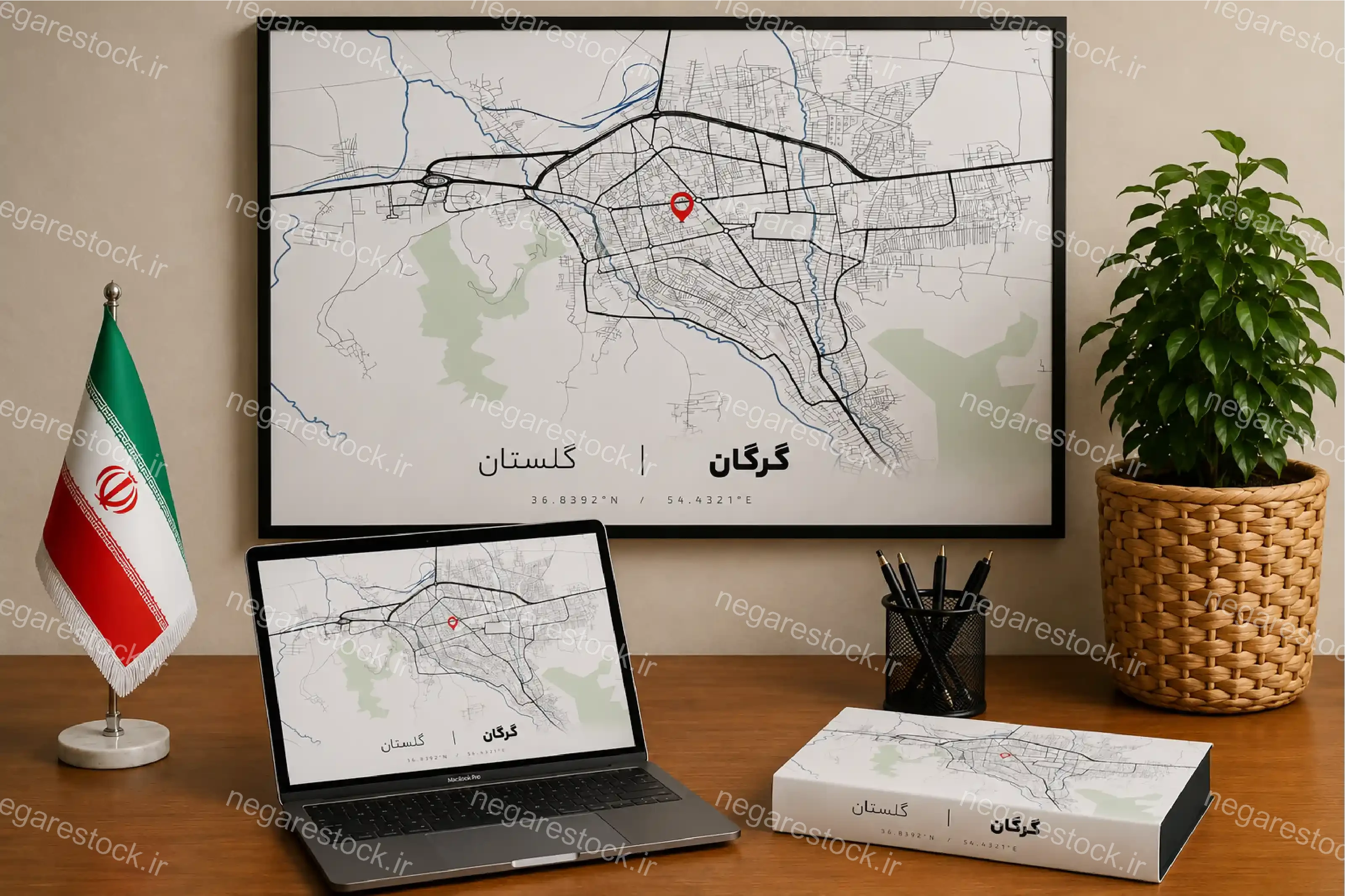 وکتور نقشه شهر گرگان (مینیمال)