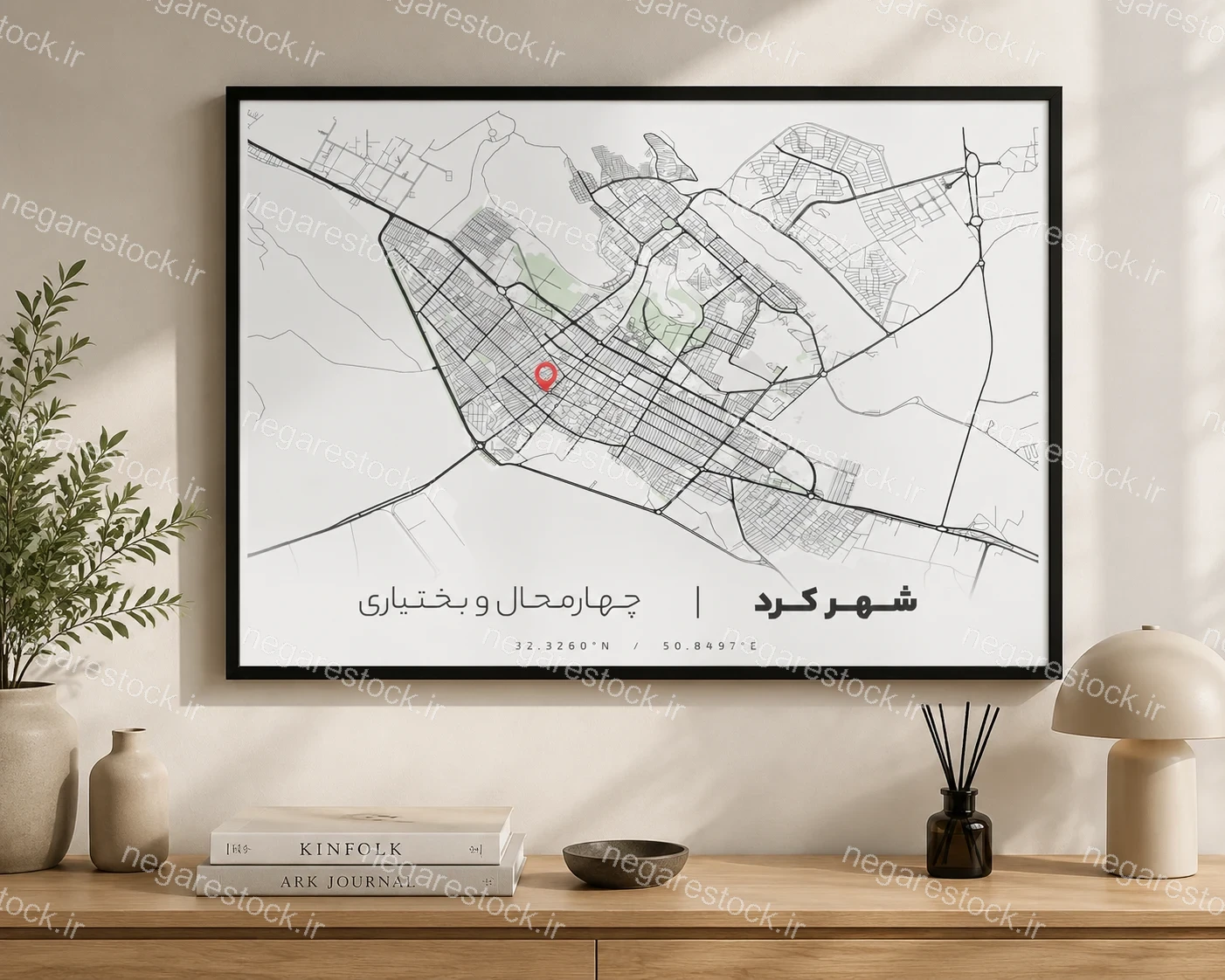 وکتور نقشه شهرکرد (مینیمال)