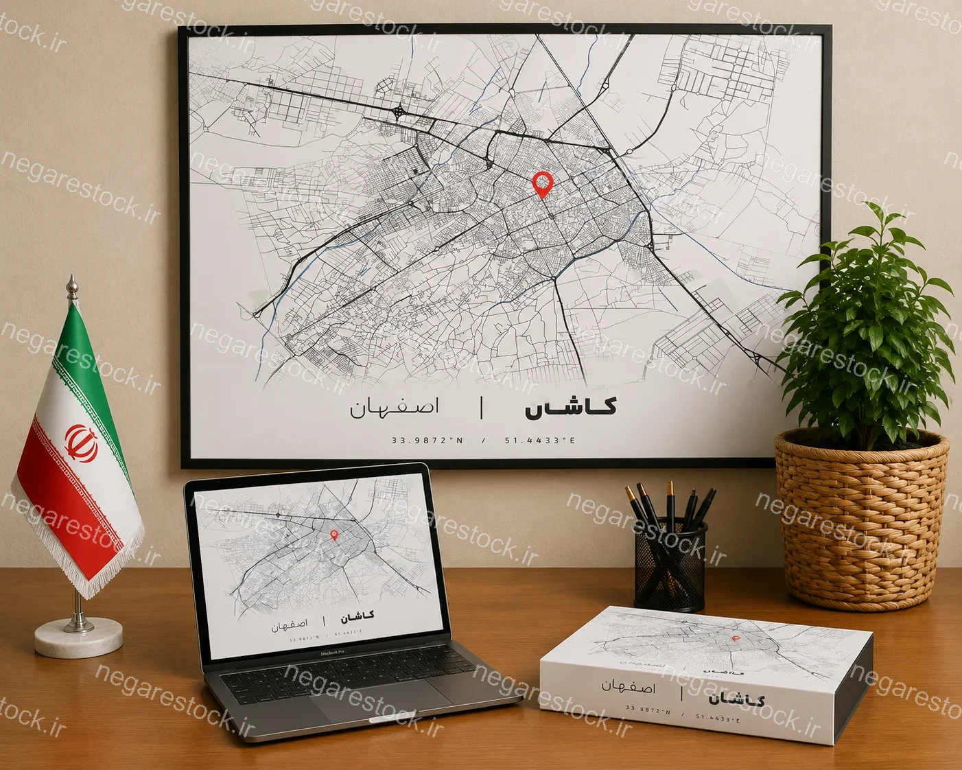 وکتور نقشه شهر کاشان (مینیمال)