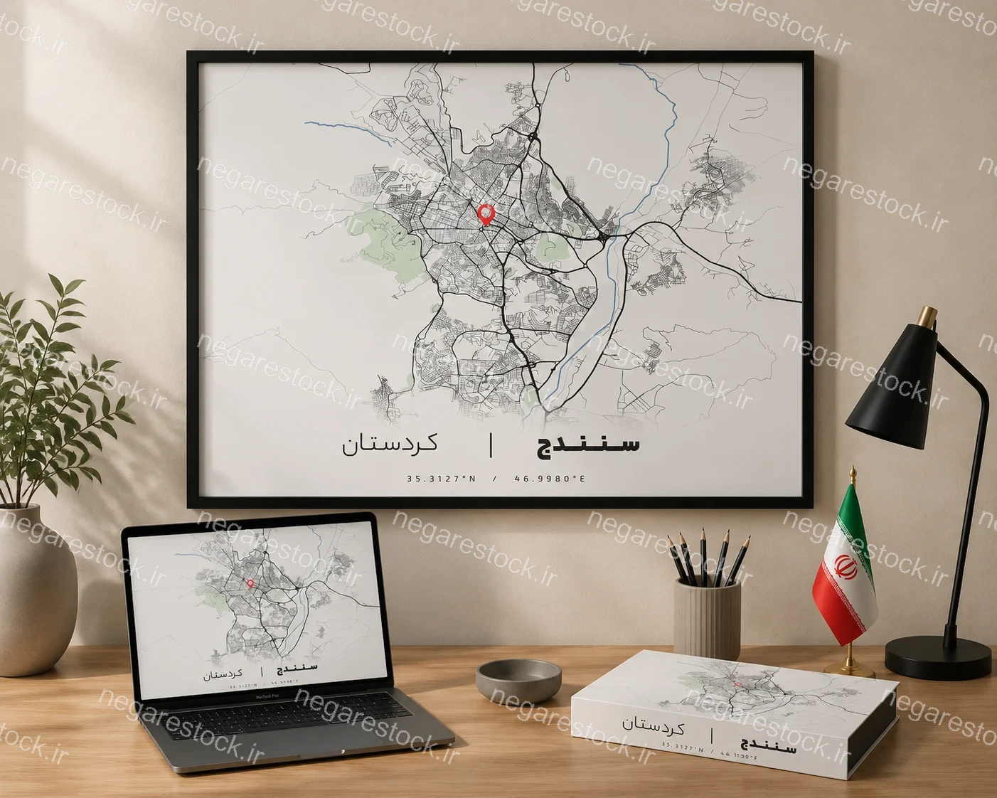 وکتور نقشه شهر سنندج (مینیمال)