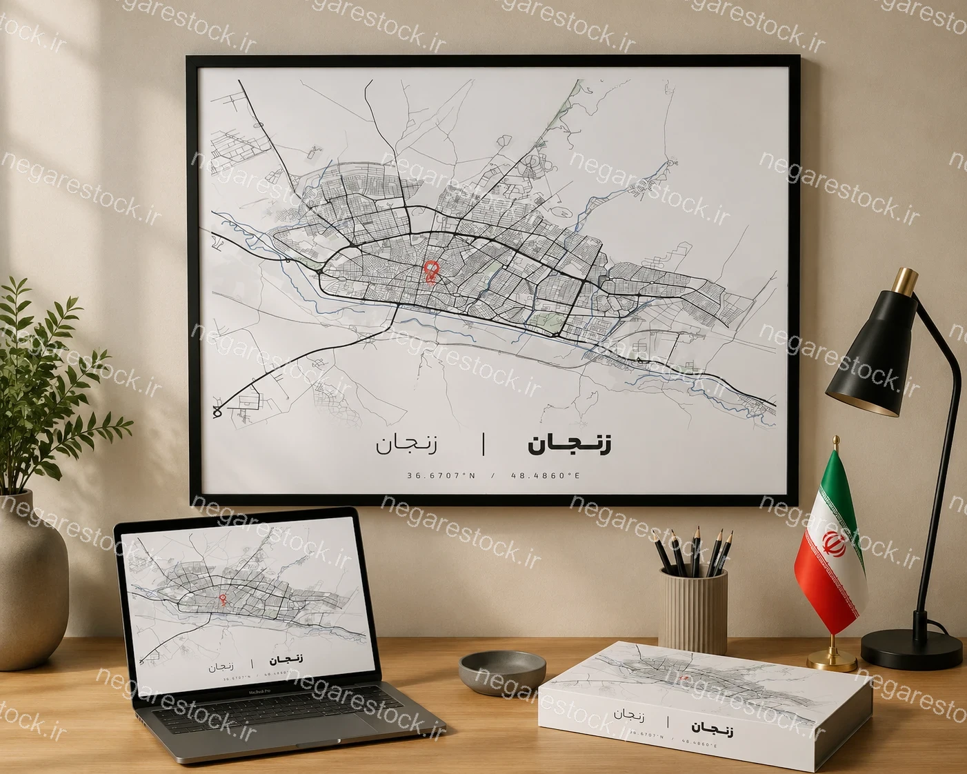 وکتور نقشه شهر زنجان (مینیمال)