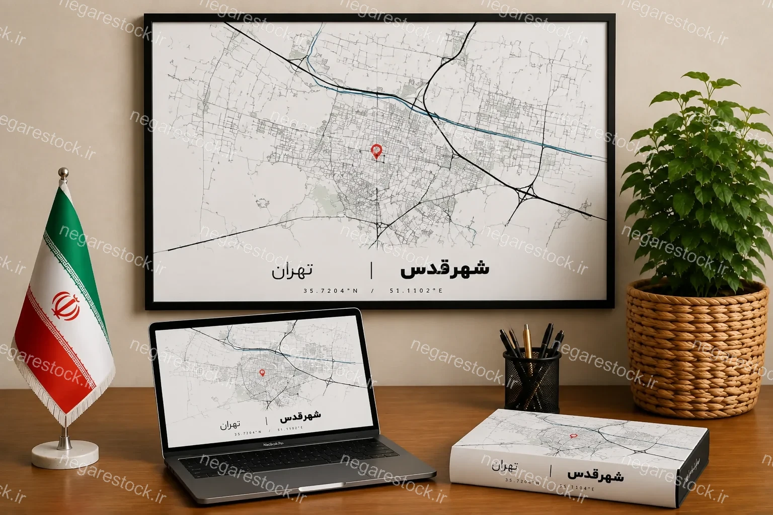 وکتور نقشه شهر قدس (مینیمال)