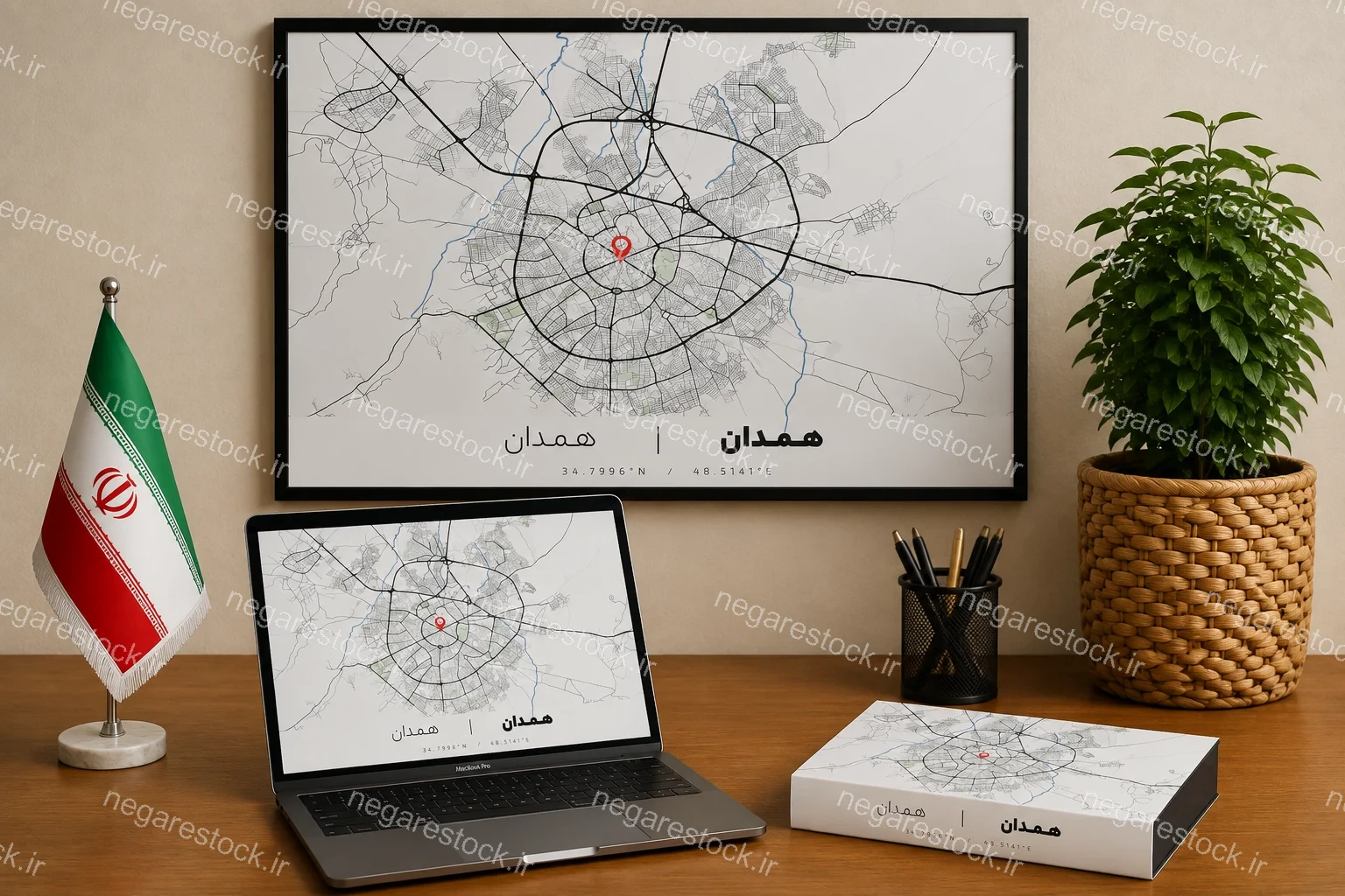 وکتور نقشه شهر همدان (مینیمال)