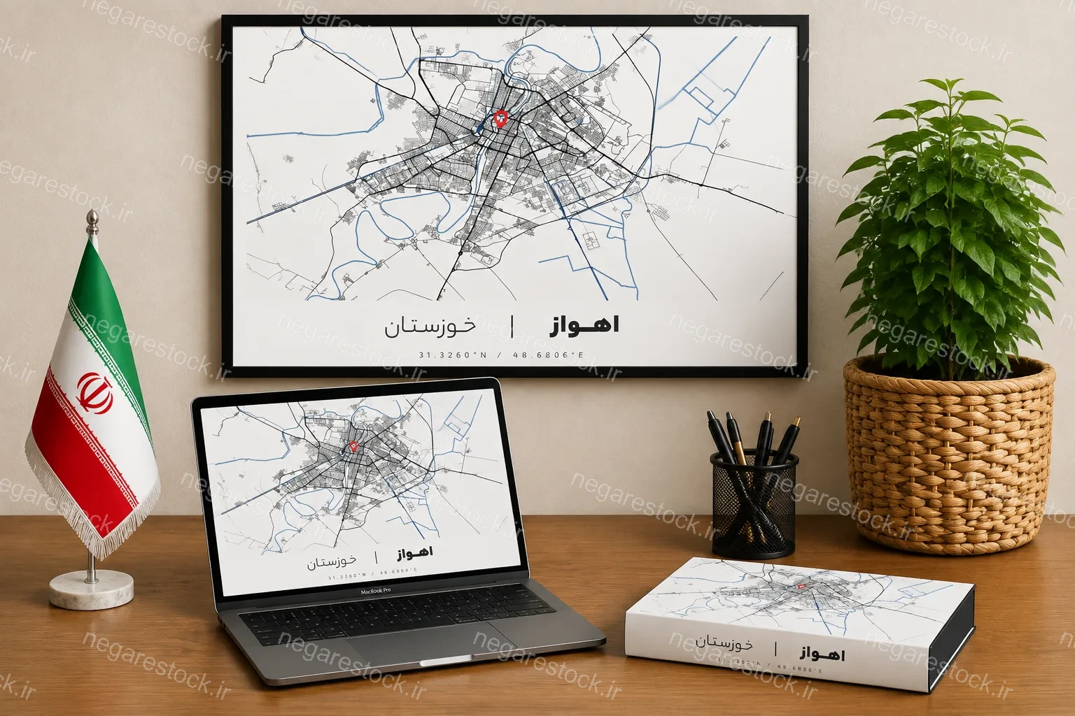 وکتور نقشه شهر اهواز (مینیمال)