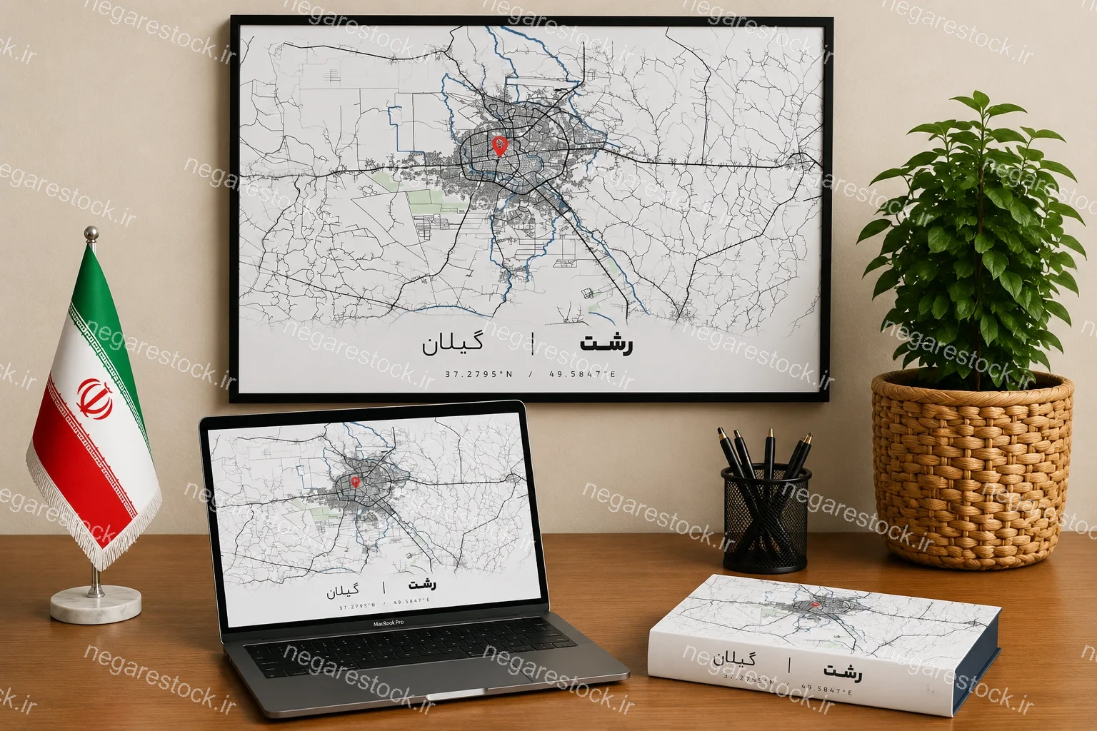 وکتور نقشه شهر رشت (مینیمال)