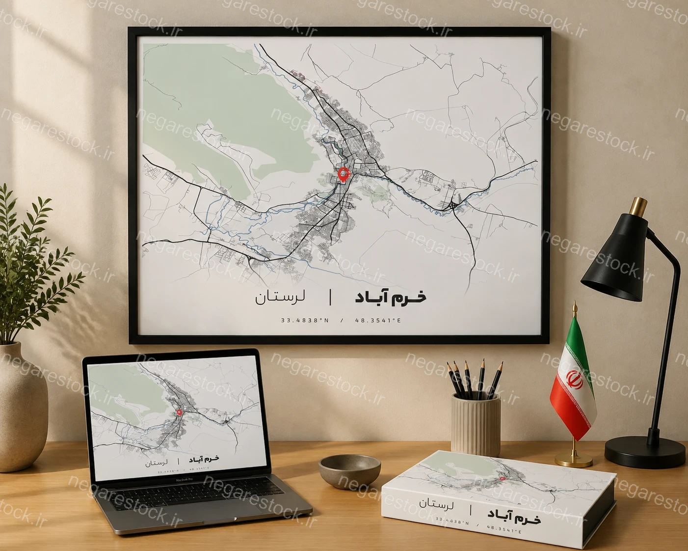 وکتور نقشه شهر خرم آباد (مینیمال)