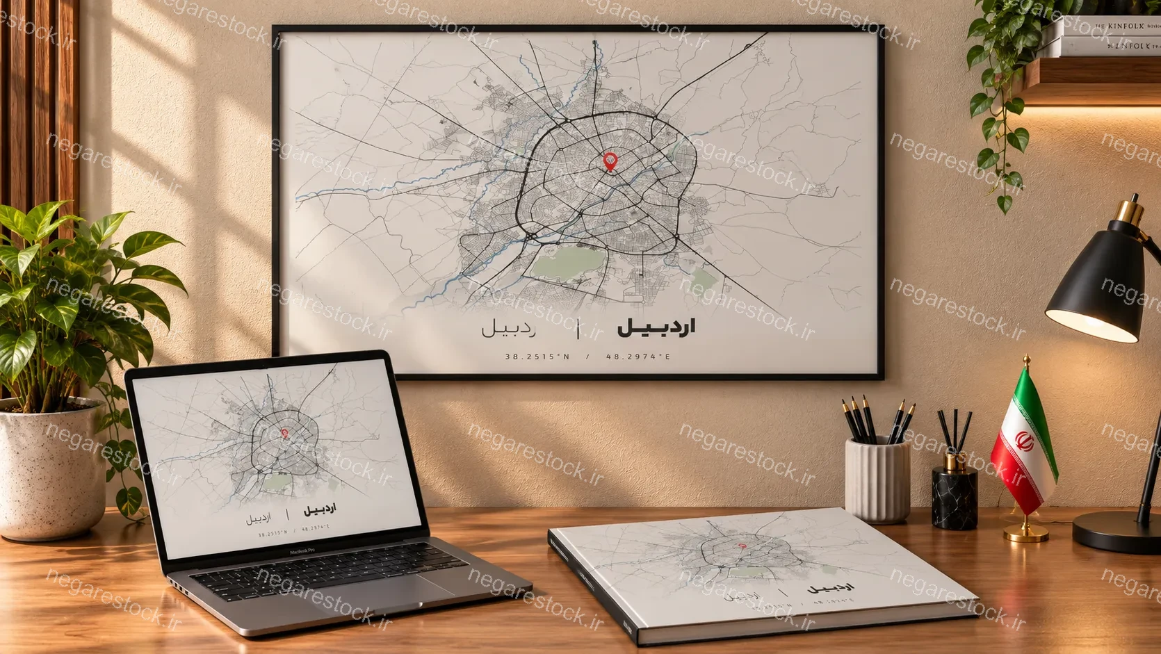 وکتور نقشه شهر اردبیل (مینیمال)