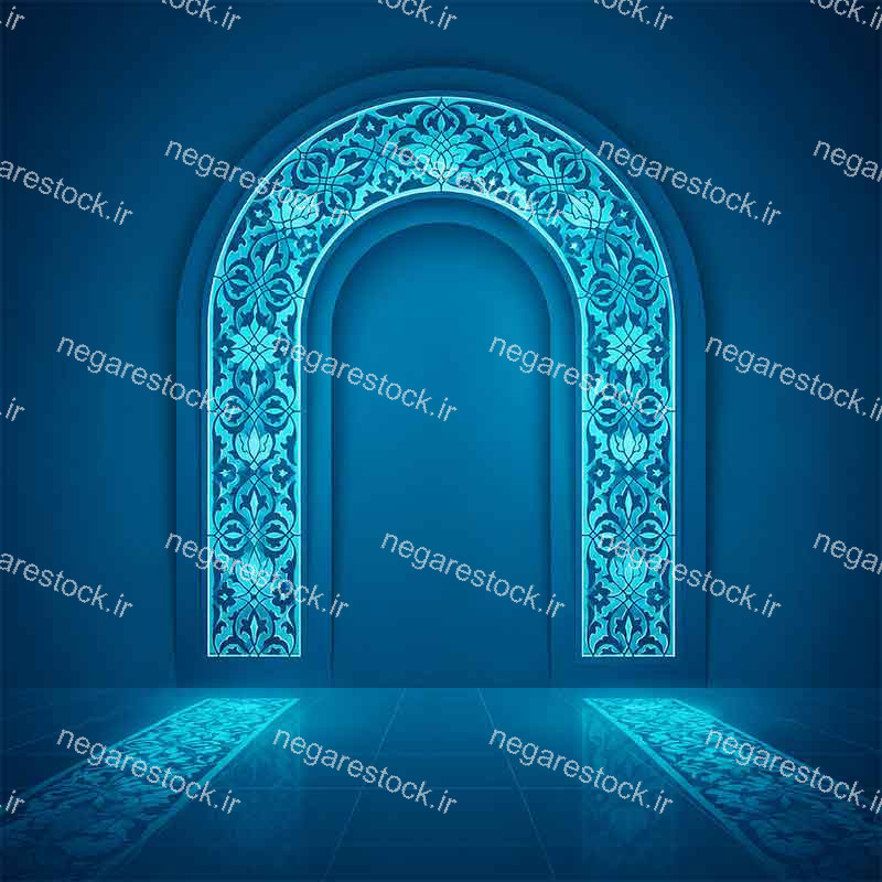 تصویرسازی محراب سه بعدی عبادت با طرح اسلیمی
