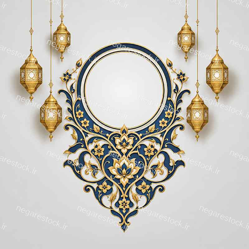 کادر دایره ای تذهیب و اسلیمی مناسب عکس نوشته و اطلاعیه و تبریک ماه رمضان