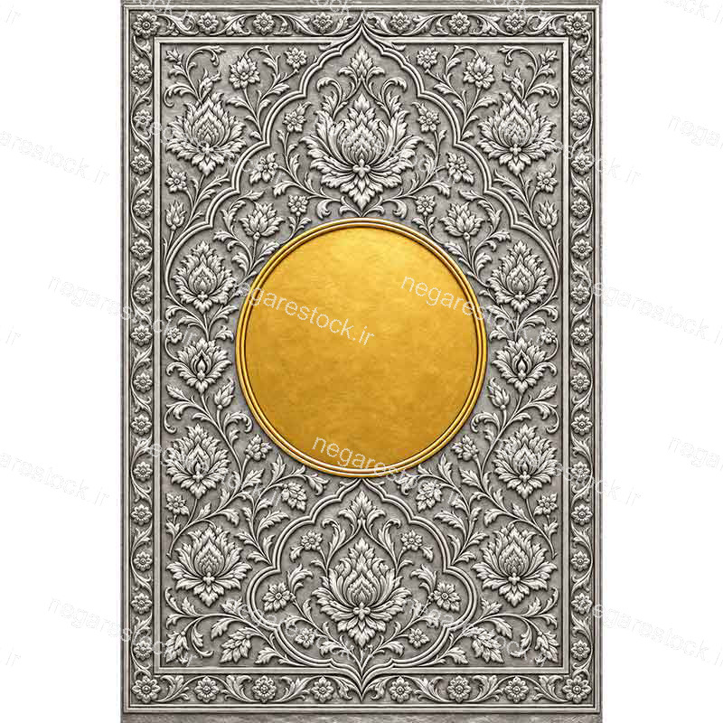 طرح اسلیمی و تذهیب نقره کاری و طلاکوب ایرانی مناسب عکس نوشته و اطلاعیه هیئت و طرح جلد کتاب