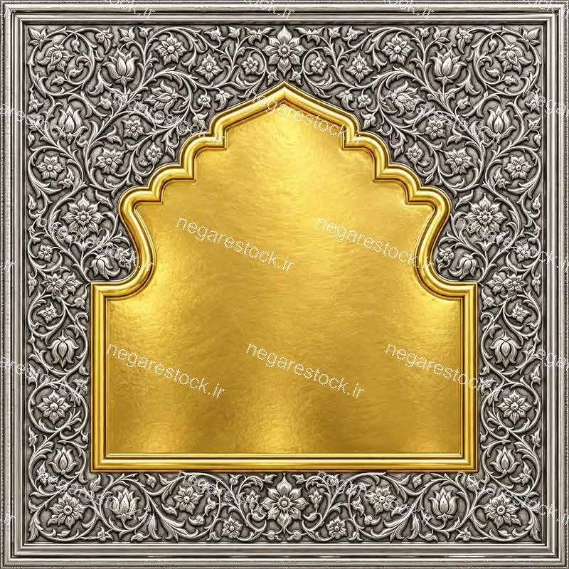 طرح اسلیمی و تذهیب نقره کاری و طلاکوب ایرانی مناسب عکس نوشته و اطلاعیه هیئت و طرح جلد کتاب