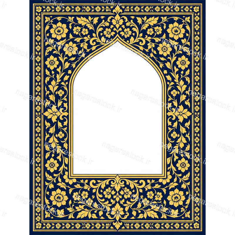 طرح اسلیمی و تذهیب طلاکوب محراب مناسب اطلاعیه هیئت و عکس نوشته و پوستر