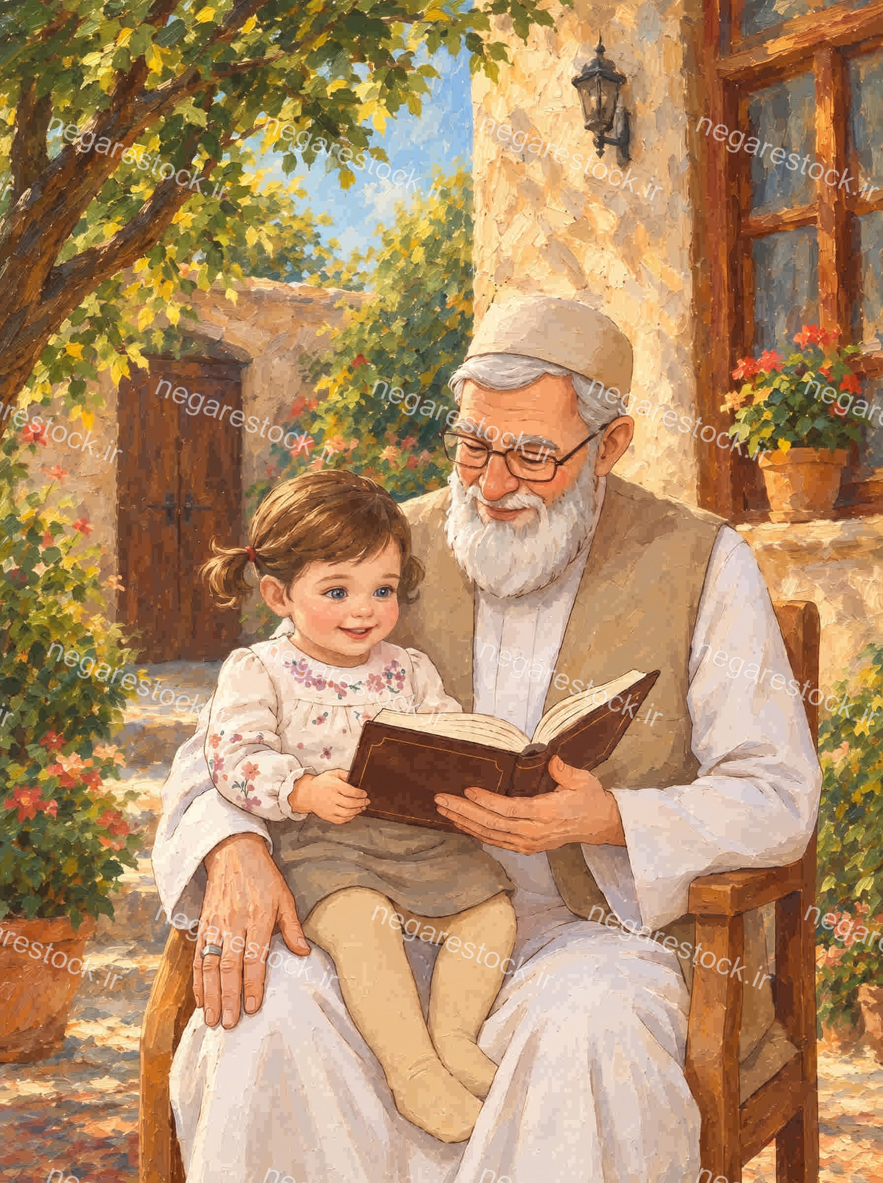طرح مناسب دفتر و دفترچه | رهبر شهید به همراه نوه (شهید زهرا محمدی گلپایگانی)